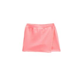 Koton NY2 Kız Çocuk Basic Mini Etek Kruvaze Beli Lastikli Dokulu Neon Pembe Şort
