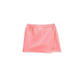 Koton NY2 Kız Çocuk Basic Mini Etek Kruvaze Beli Lastikli Dokulu Neon Pembe Şort