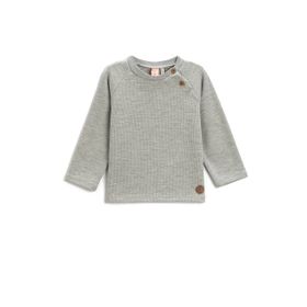 Koton Pamuklu Gri Basic Ribanalı Düğme Detaylı Erkek Bebek Sweatshirt
