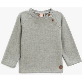 Koton Pamuklu Gri Basic Ribanalı Düğme Detaylı Erkek Bebek Sweatshirt