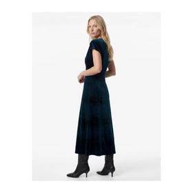 Koton Slim Fit Kısa Yarasa Kollu Kruvaze V Yaka Midi Boy Kadife Elbise