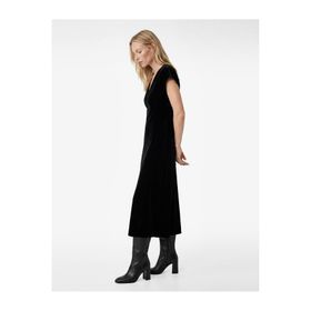 Koton Slim Fit Kısa Yarasa Kollu Kruvaze V Yaka Midi Boy Kadife Elbise