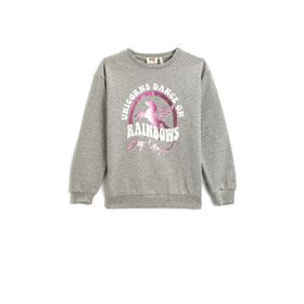 Koton Slogan Baskılı Rainbows Kız Çocuk Sweatshirt