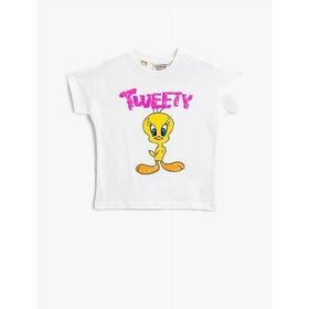 Koton Tweety Lisanslı Pullu Payetli Pamuklu Kız Çocuk Tişört