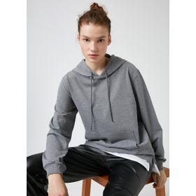 Koton TYC00044837889 Kırmızı Kapüsonlu Cepli Kadın Sweatshirt
