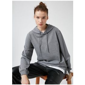 Koton TYC00044837889 Kırmızı Kapüsonlu Cepli Kadın Sweatshirt