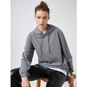 Koton TYC00044837889 Kırmızı Kapüsonlu Cepli Kadın Sweatshirt