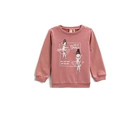 Koton Uzun Kollu Baskılı Bisiklet Yaka Kız Bebek Sweatshirt