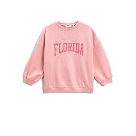 Koton Uzun Kollu Baskılı Bisiklet Yaka Pembe 260 11/12 Yaş Kız Çocuk Sweatshirt