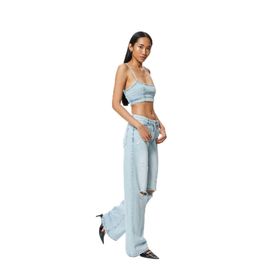 Koton Wide Leg Bianca Standart Bel Düğmeli Mavi Kadın Kot Pantolon
