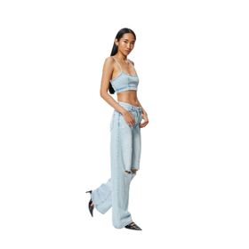 Koton Wide Leg Bianca Standart Bel Düğmeli Mavi Kadın Kot Pantolon