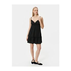 Koton Y24 4SAK80010EK 999 Siyah Elastan Jersey Kadın Elbise