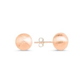 Kovac 925 Ayar 10 mm Broseli Top Model Rose Kaplama Kadın Gümüş Küpe