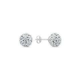 Kovac 925 Ayar 10 mm Top Model Kristal Taşlı Kadın Gümüş Küpe
