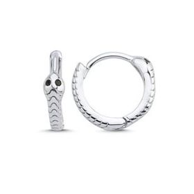 Kovac 925 Ayar 13.5 mm Yılan Figürlü Halka Model Zirkon Taşlı Kadın Gümüş Küpe