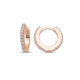 Kovac 925 Ayar 13 mm Tamtur Halka Model Rose Kaplama Zirkon Taşlı Kadın Gümüş Küpe