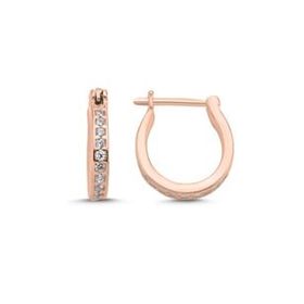 Kovac 925 Ayar 14 mm Tamtur Halka Model Rose Kaplama Zirkon Taşlı Kadın Gümüş Küpe