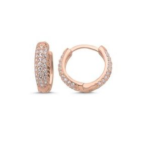 Kovac 925 Ayar 14 mm Tamtur Halka Model Rose Kaplama Zirkon Taşlı Kadın Gümüş Küpe