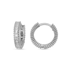 Kovac 925 Ayar 16 mm Tamtur Halka Model Baget Zirkon Taşlı Kadın Gümüş Küpe