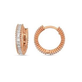 Kovac 925 Ayar 16 mm Tamtur Halka Model Rose Kaplama Baget Zirkon Taşlı Kadın Gümüş Küpe