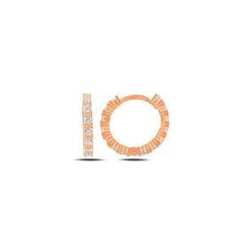Kovac 925 Ayar 16 mm Zirkon Tamtur Taşlı Rose Kaplama Halka Kadın Gümüş Küpe
