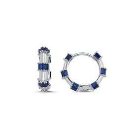 Kovac 925 Ayar 18 mm Baget Halka Model Safir Taşlı Kadın Gümüş Küpe