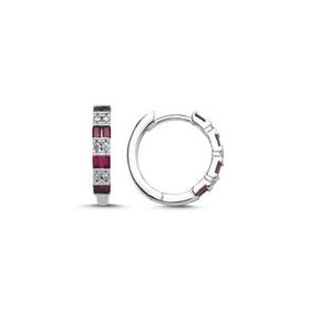 Kovac 925 Ayar 18 mm Baget Halka Model Yakut Taşlı Kadın Gümüş Küpe