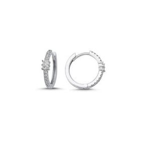 Kovac 925 Ayar 18 mm Baget Halka Model Zirkon Taşlı Kadın Gümüş Küpe