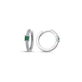Kovac 925 Ayar 18 mm Baget Halka Model Zümrüt Taşlı Kadın Gümüş Küpe