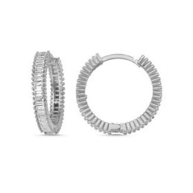 Kovac 925 Ayar 18 mm Baget Tamtur Halka Model Zirkon Taşlı Kadın Gümüş Küpe