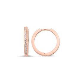 Kovac 925 Ayar 18 mm Halka Model Rose Kaplama Zirkon Taşlı Kadın Gümüş Küpe