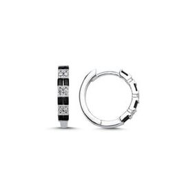 Kovac 925 Ayar 18 mm Halka Model Siyah Zirkon Taşlı Kadın Gümüş Küpe