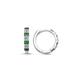 Kovac 925 Ayar 18 mm Halka Model Zümrüt Taşlı Kadın Gümüş Küpe