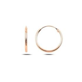 Kovac 925 Ayar 18 mm Sade Halka Model Rose Kaplama Kadın Gümüş Küpe