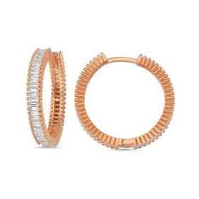 Kovac 925 Ayar 20 mm Baget Tamtur Halka Model Rose Kaplama Zirkon Taşlı Kadın Gümüş Küpe