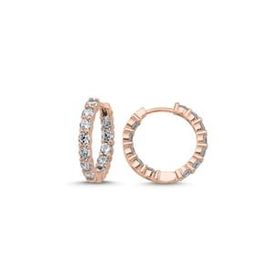Kovac 925 Ayar 20 mm Tamtur Halka Model Rose Kaplama Zirkon Taşlı Kadın Gümüş Küpe