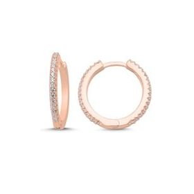Kovac 925 Ayar 20 mm Tamtur Halka Model Rose Kaplama Zirkon Taşlı Kadın Gümüş Küpe