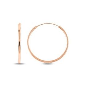 Kovac 925 Ayar 30 mm Sade Halka Model Rose Kaplama Kadın Gümüş Küpe