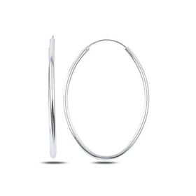 Kovac 925 Ayar 30x40 mm Kalp Oval Halka Model Kadın Gümüş Küpe