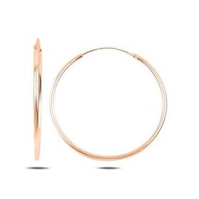 Kovac 925 Ayar 35 mm Sade Halka Model Rose Kaplama Kadın Gümüş Küpe