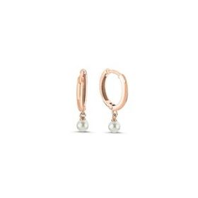 Kovac 925 Ayar 4 mm İncili Hagi Model Rose Kaplama İnci Taşlı Kadın Gümüş Küpe