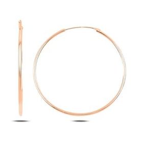Kovac 925 Ayar 40 mm Sade Halka Model Rose Kaplama Kadın Gümüş Küpe