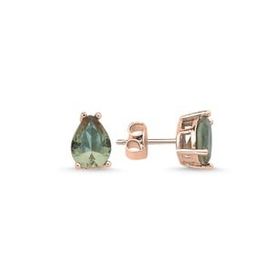Kovac 925 Ayar 6x8 mm Kalp Damla Model Rose Kaplama Sultanit Taşlı Kadın Gümüş Küpe