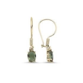 Kovac 925 Ayar 6x8 mm Oval Mengeç Model Altın Kaplama Sultanit Taşlı Kadın Gümüş Küpe