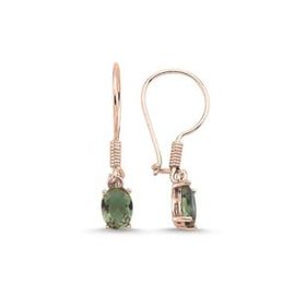 Kovac 925 Ayar 6x8 mm Oval Mengeç Model Rose Kaplama Sultanit Taşlı Kadın Gümüş Küpe