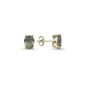 Kovac 925 Ayar 6x8 mm Oval Tektaş Model Altın Kaplama Sultanit Taşlı Kadın Gümüş Küpe