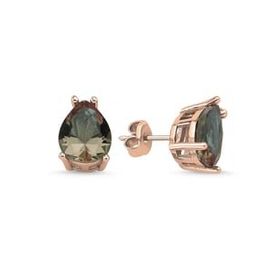 Kovac 925 Ayar 8x10 mm Damla Tektaş Model Rose Kaplama Sultanit Taşlı Kadın Gümüş Küpe
