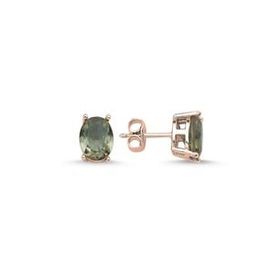 Kovac 925 Ayar 8x10 mm Oval Tektaş Model Rose Kaplama Sultanit Taşlı Kadın Gümüş Küpe