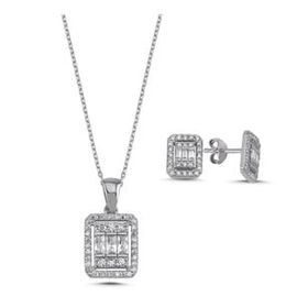 Kovac 925 Ayar Baget Model Zirkon Taşlı Kadın Gümüş Set