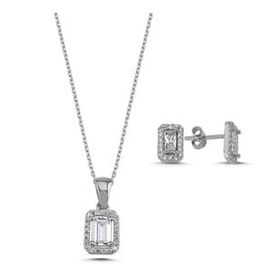 Kovac 925 Ayar Baget Model Zirkon Taşlı Kadın Gümüş Set